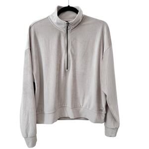Vuori Women's Cream Ribbed Halo Performance Pullover Quarter Zip Large